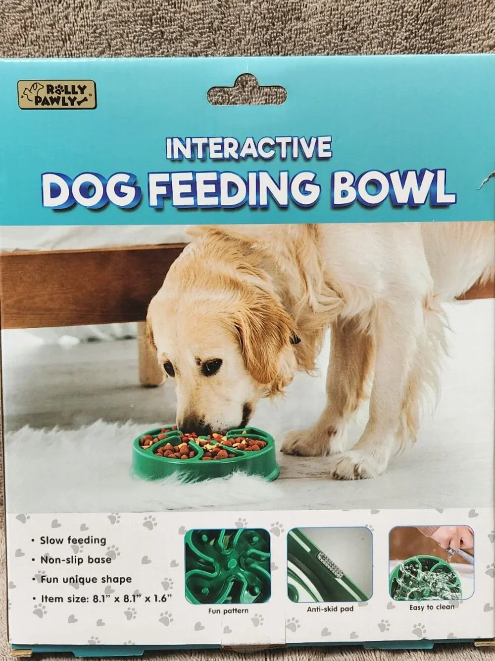 ROLLY PAWLY Interactive Dog Slow Feed Food Bowl - NEW NIB